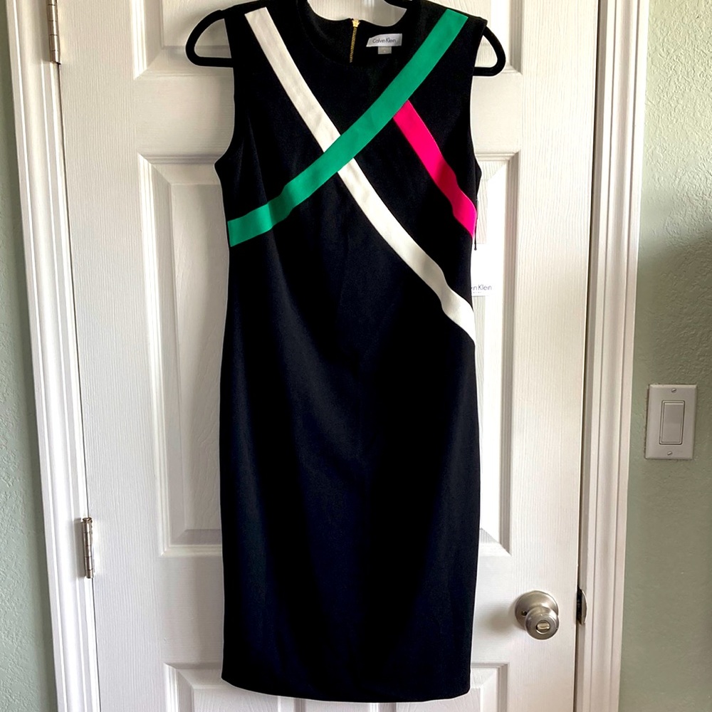 Calvin Klein Black Sheath Sleeveless Dress Size 8 Womens